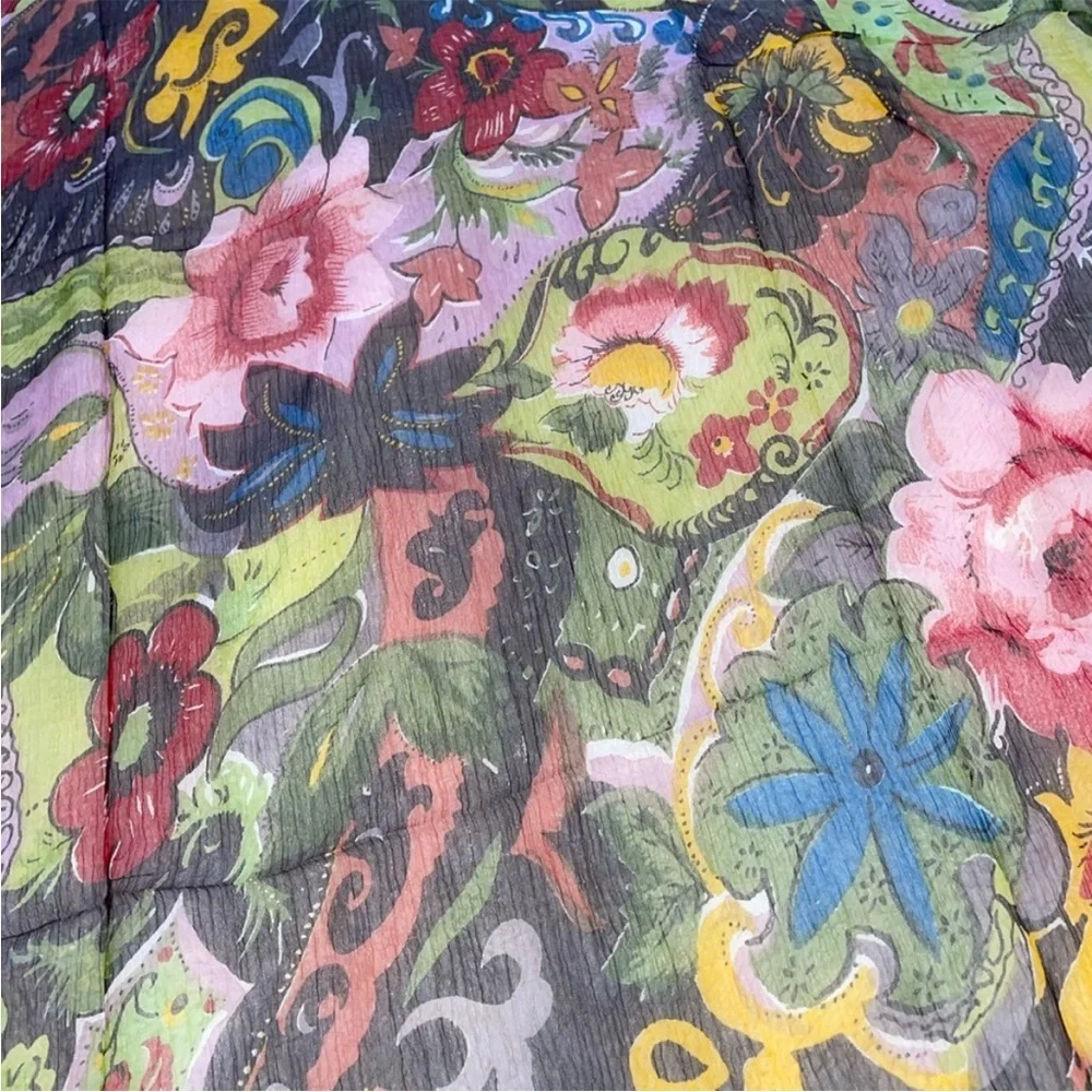 Colorful/Multicolor Sheer Floral Scarf - Handmade in India